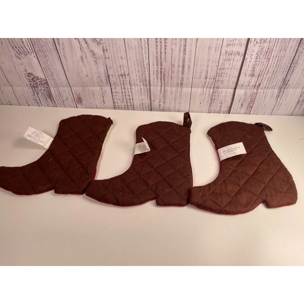 St. Nicholas Square Cowboy boot Christmas holiday Pot Holder Set of 3